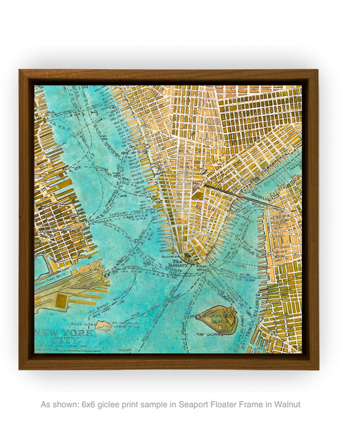 Manhattan Map | Framed Giclee Print on Canvas